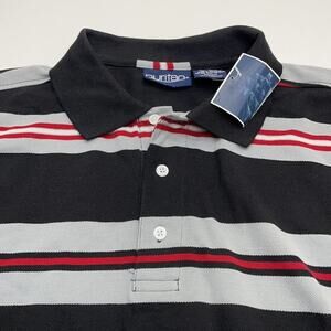 PURITAN Mens Black Red Gray Long Sleeve Polo Shirt